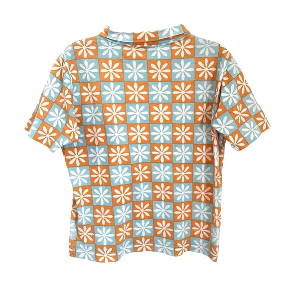 Vintage Junko Shimada Maxfli Dunlop Polo Shirt Daisy Mod Print 70s 80s Japan - Picture 2 of 7
